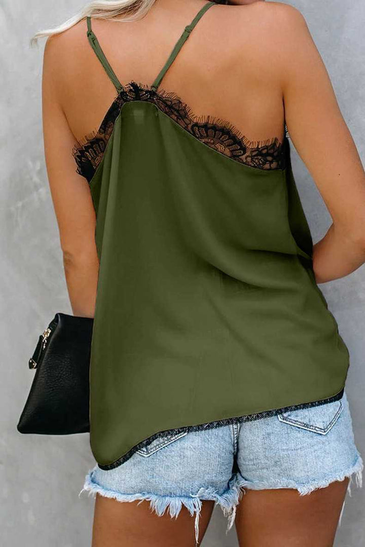 Swing lace trim cami shirts for womens tank top