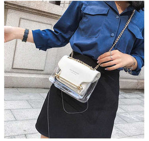Embrossed Faux Leather Block Clear Handbags For Women