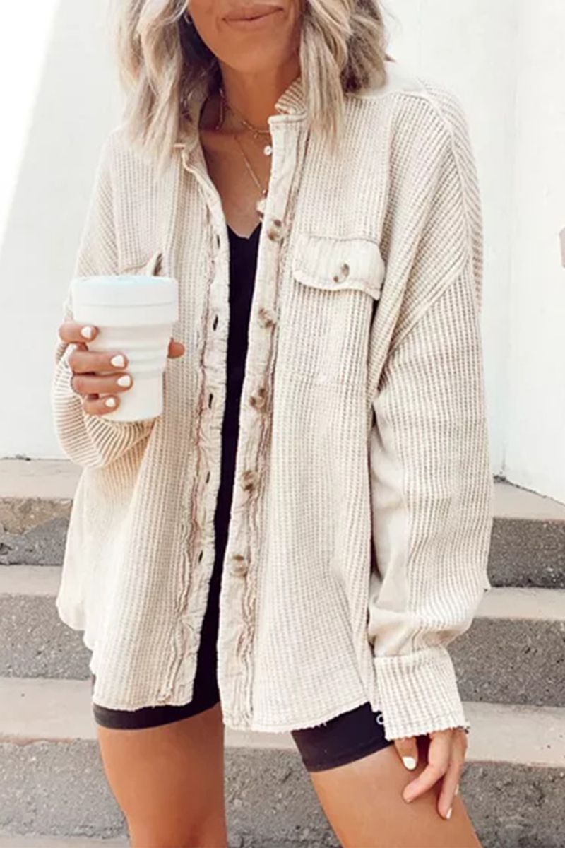Distressed Stitched Utility Workwear Shirt Shacket Jacket For Women ...