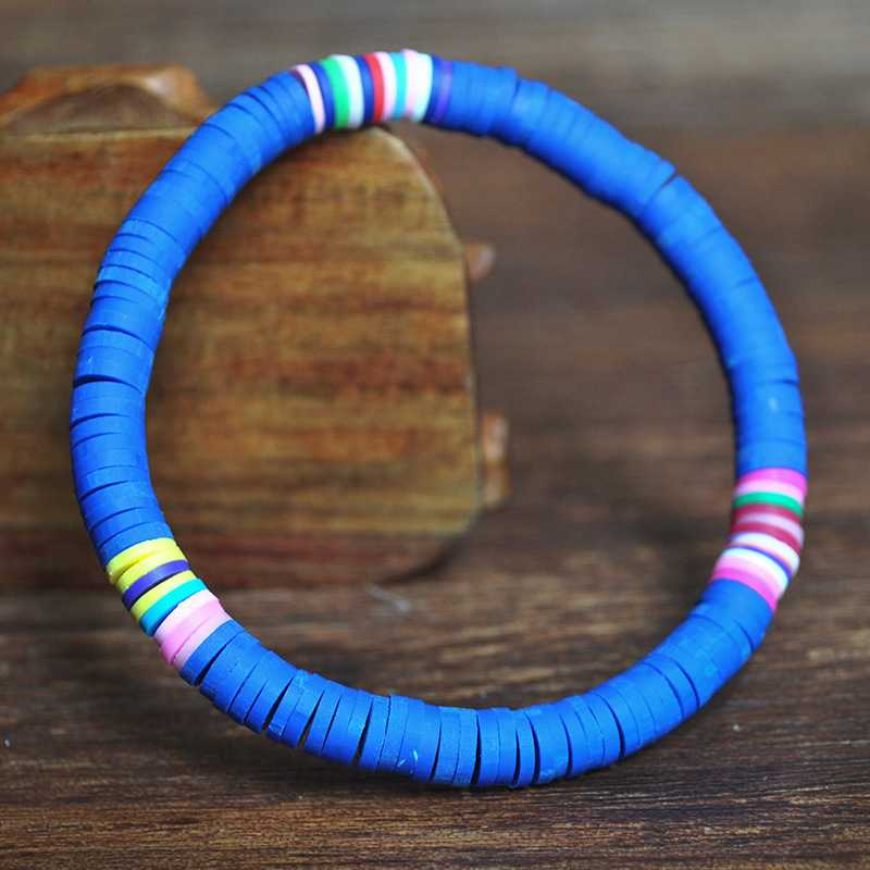 Recyclable Rainbow Colorful Polymer Clay Beads Bracelets Jewelry