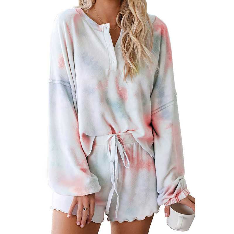 Aesthetic Pastel Tie Dye Knit Pullover Top And Scalloped Ruffle Knit Shorts Sets