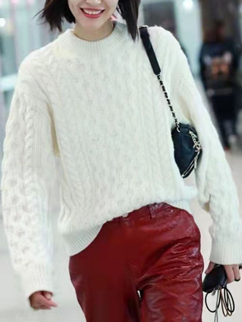 Oversized Twisted Chunky Cable Knit Sweater Pullover