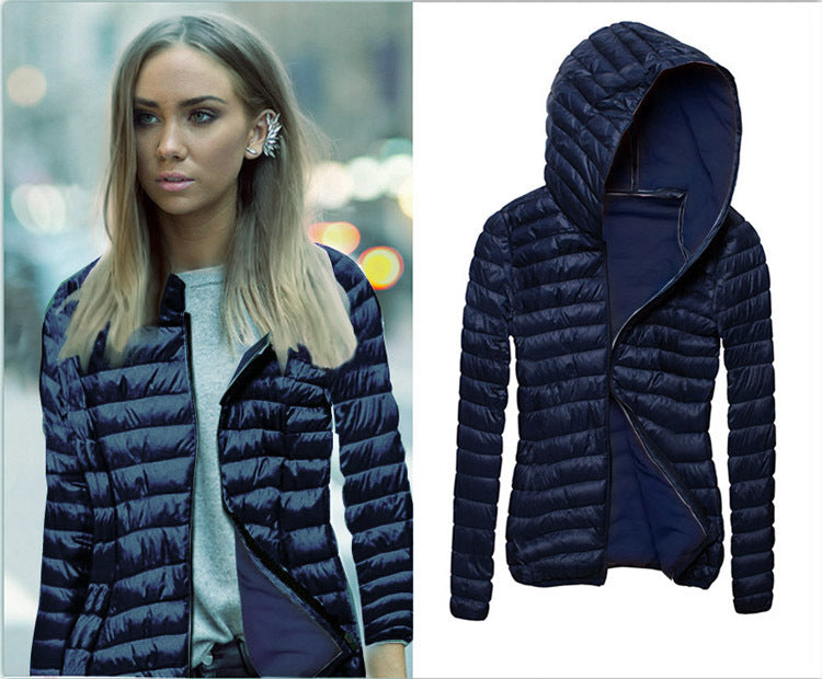 Slimming Lightweight Packable Cotton Padded Hooded Puffer Jacket