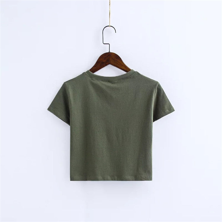 Classic Crop Top Tee Shirt Womens