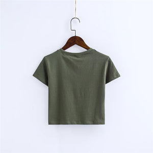Classic Crop Top Tee Shirt Womens