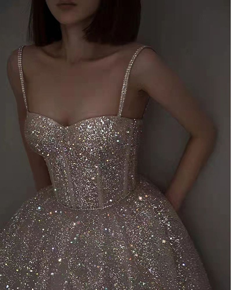 Shiny Sparkling Bustier Corset Bodice Gown Dress