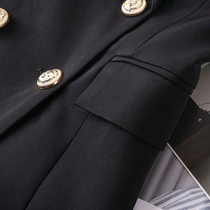 Tailored Satin Collar Blazer Dress Double Breasted Work Jacket Dress