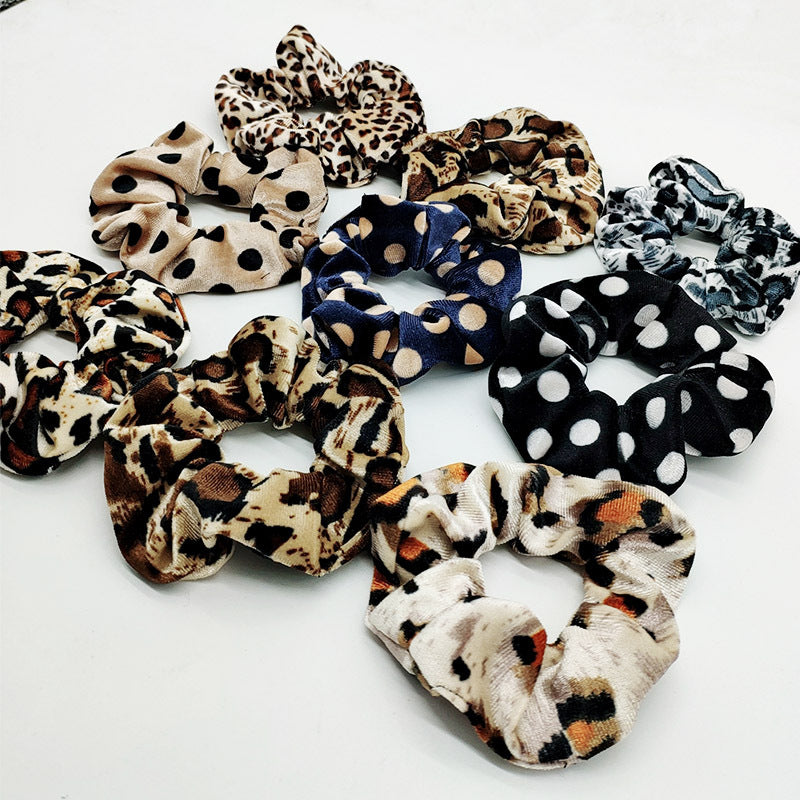 Oversized Leopard Dots Tie Dye Velvet Hair Scrunchies Hairbands