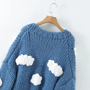 Kawaii Y2K Aesthetic Chunky Cable Knitted Cardigan Coat