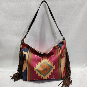Bohemian Wave Colors Beach Wayuu Tote Mochila Canvas Bags