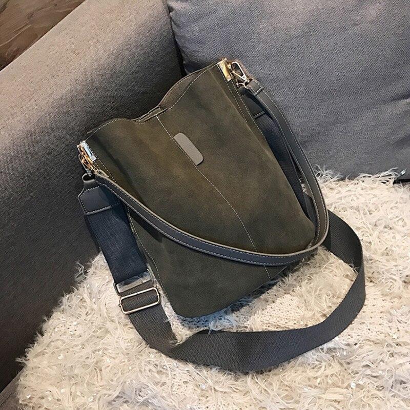 Italian Design Carryall Faux Suede Leather Bucket Bag