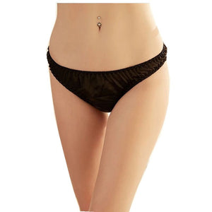 Sexy Naughty Cosplay Satin Pantie Bowknot G-String T Back Underwear Lingerie Thongs Tanga