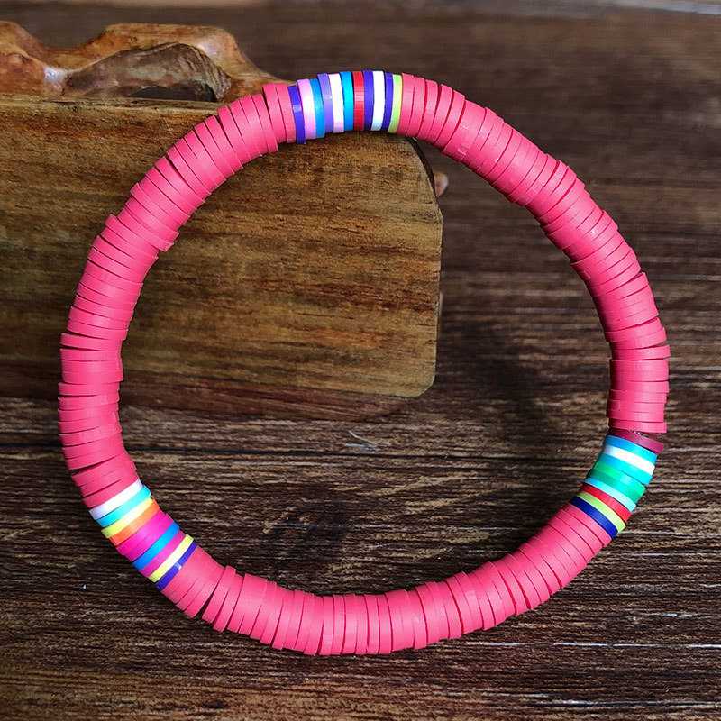 Recyclable Rainbow Colorful Polymer Clay Beads Bracelets Jewelry