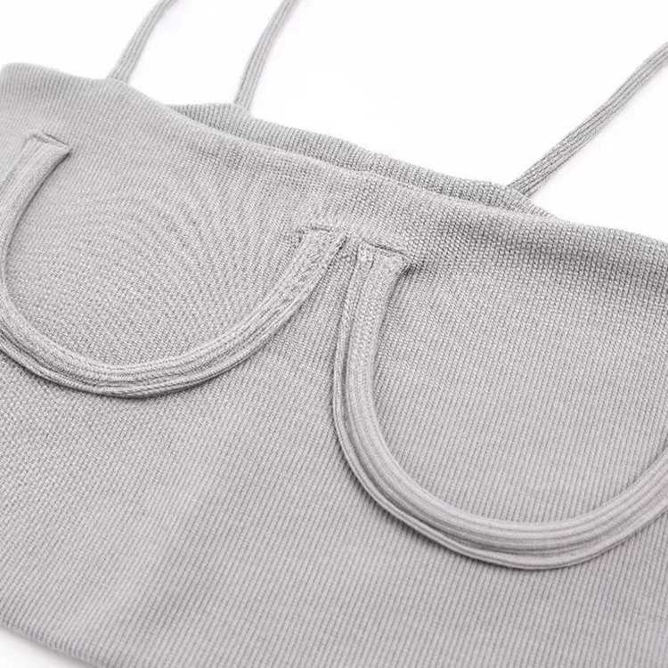 Underwire Decor Ribbed Knitted Tube Tank Tops