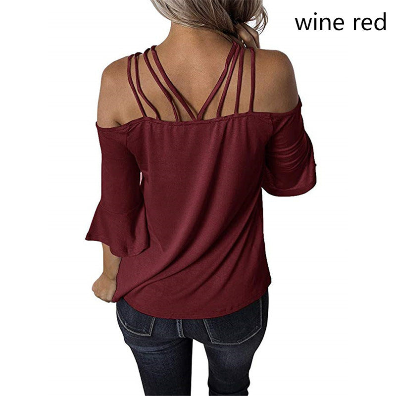 Oversized Strappy Off The Shoulder Tops Puff Sleeve