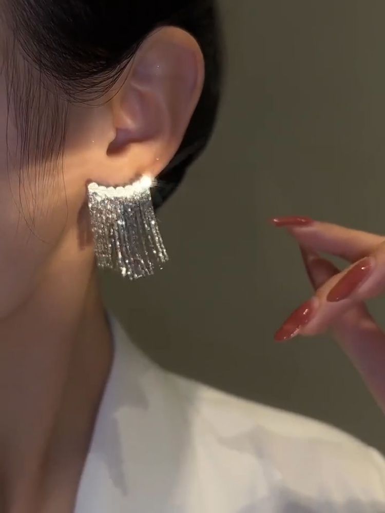 Sparkly Metallic Sequin Tassel Earrings Tassel Drop Jewelry