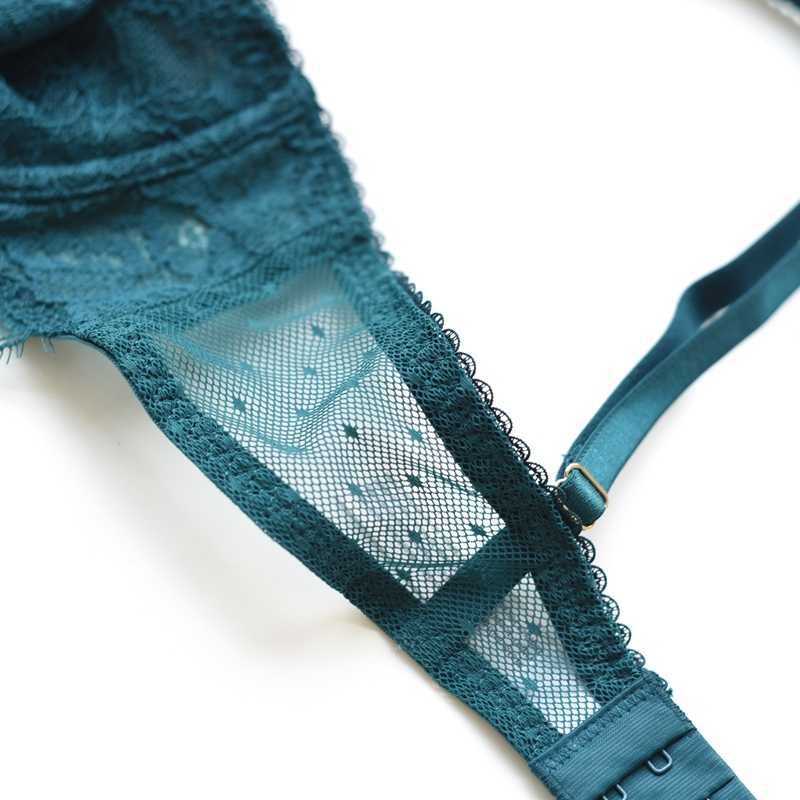 V Wired Plunge Push Up Mesh Lace Bralette Underwire Bra Sets