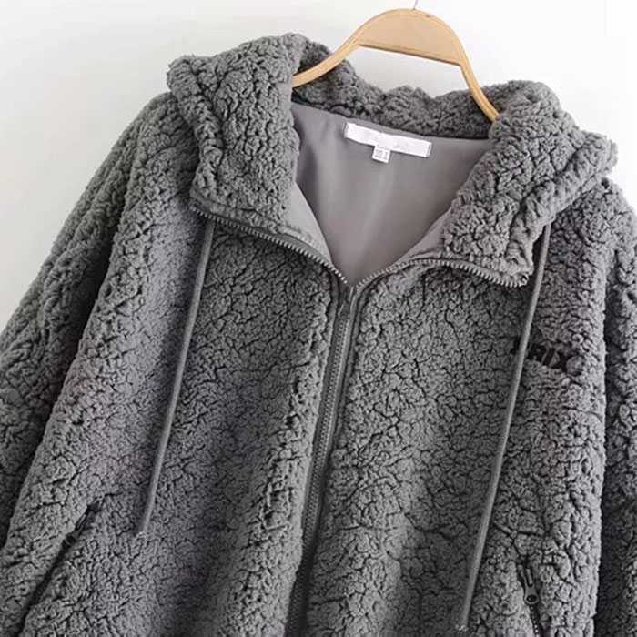 Bomber Fuzzy Warm Winter Jackets Hooded Teddy Coats