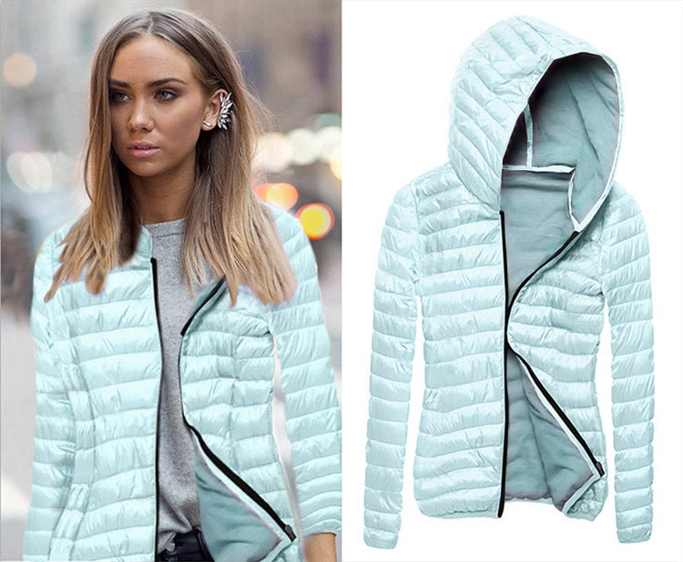 Slimming Lightweight Packable Cotton Padded Hooded Puffer Jacket