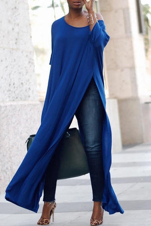 Off Shoulder High Split Batwing Long Dress