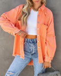 Oversized Light Washed Ripped Denim Jacket Womens