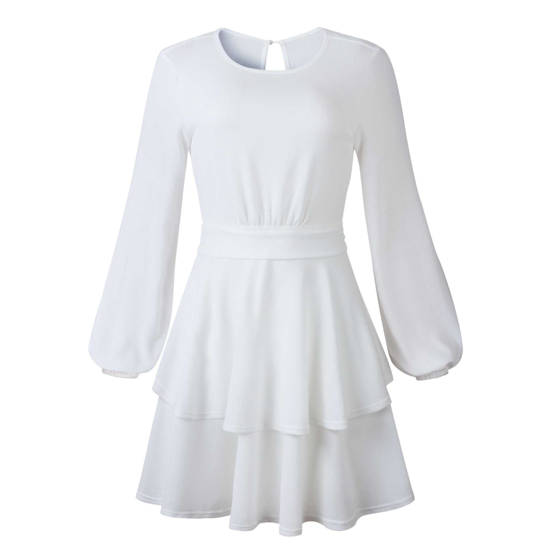 Tiered Ruffled Short Knit Sweater Dress