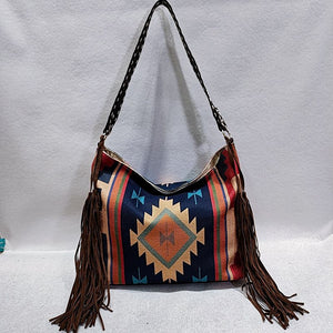 Bohemian Wave Colors Beach Wayuu Tote Mochila Canvas Bags