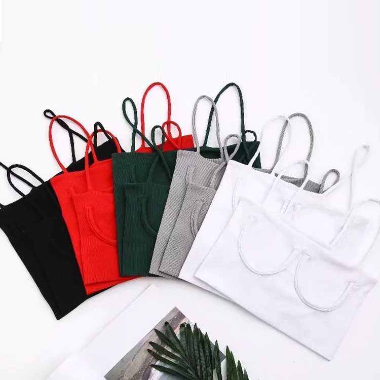 Underwire Decor Ribbed Knitted Tube Tank Tops