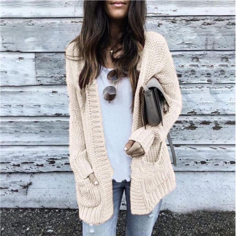 Casual Loose Comfy Chunky Open Knit Lantern Cardigan Sweater Knitwear