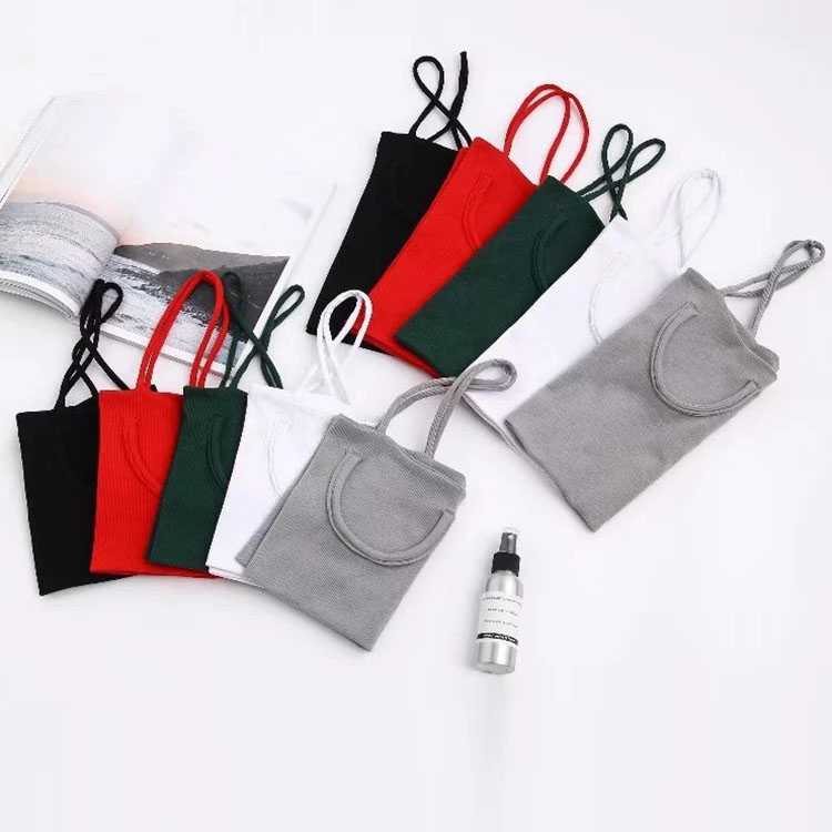 Underwire Decor Ribbed Knitted Tube Tank Tops