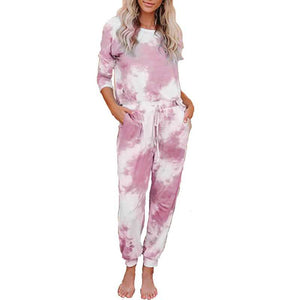 Blench Tie Dye Sweatshirt And Tie Dye Knitted Jogger Pants