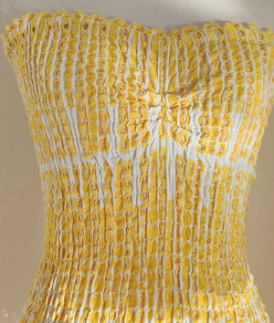Eyelet Broderie Anglaise Shirred Bandeau Layered Ruffle Short Dress
