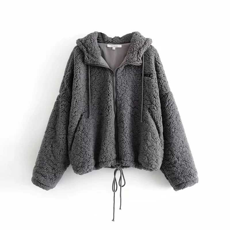 Bomber Fuzzy Warm Winter Jackets Hooded Teddy Coats