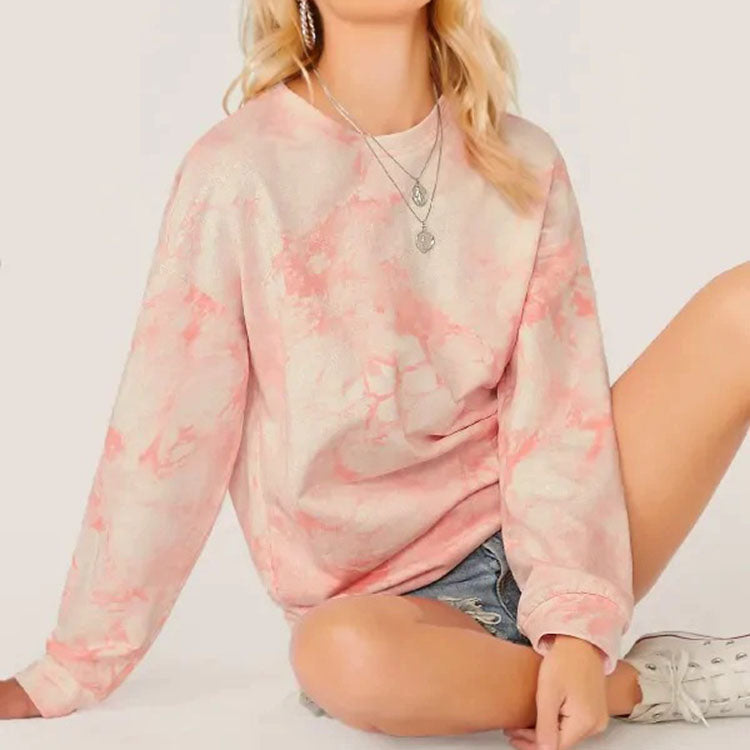 Thick Fashionable Pastel Pullover Tie Dye Sweatshirt Top
