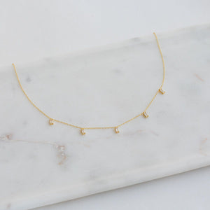 18k Gold Plated Shimmer Beaded Crystal Zirconia Diamond Pendant Necklace
