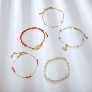 Multi Layered Boho Ankle Chains Beaded Bracelets