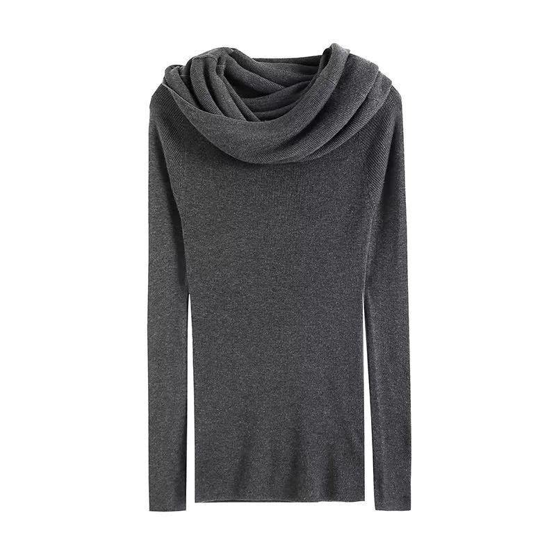 Cozy Rib Knitted Draped Off The Shoulder Top Blouse