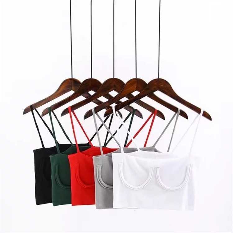 Underwire Decor Ribbed Knitted Tube Tank Tops