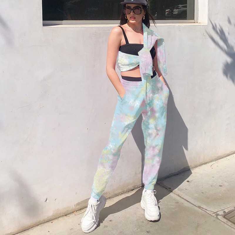Aesthestic Tie Dye Sporty Pants High Waisted Joggers Pants