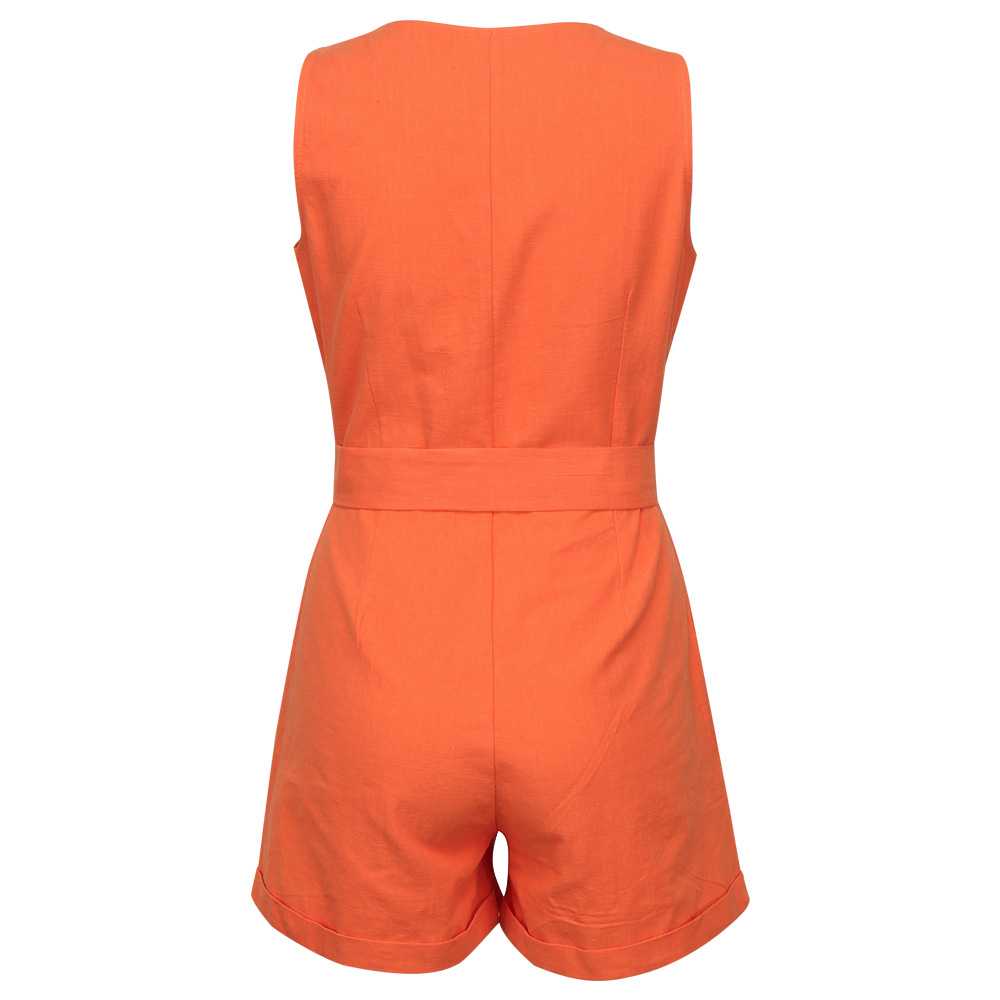 V Neck Button Up Jumpsuit Romper Shorts For Big Thighs