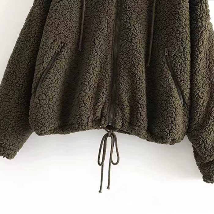 Bomber Fuzzy Warm Winter Jackets Hooded Teddy Coats
