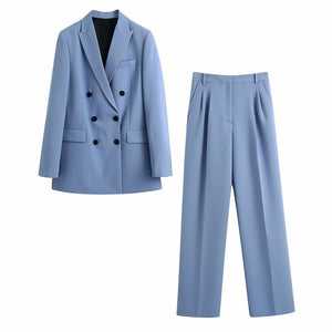 Double breasted Suit Coats Work blazer Jacket With Pants
