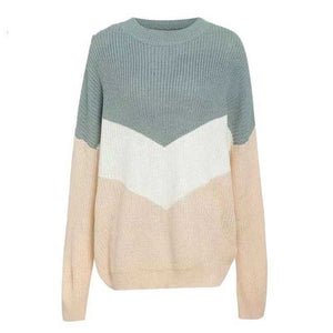 Color Block Oversized Striped Knit Sweaters For Women