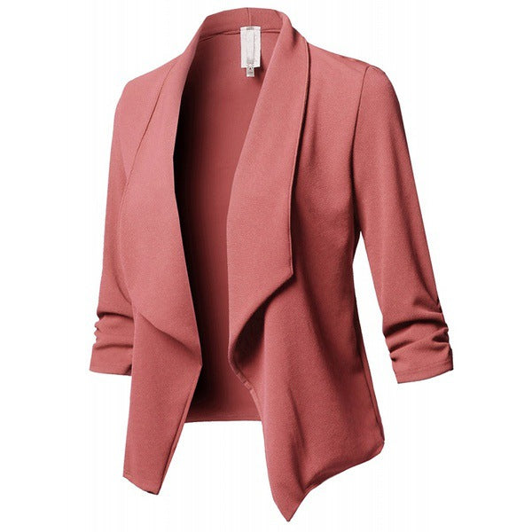 Classic Shawl Collar Short Cardigan Blazer Coat Long Sleeve