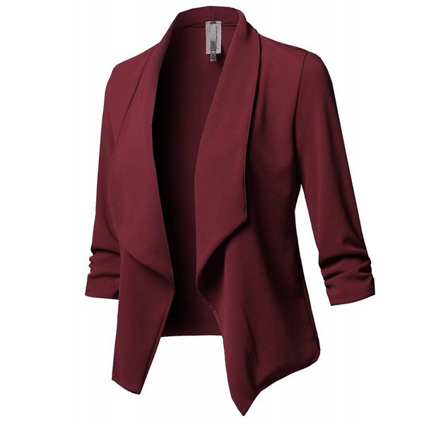 Classic Shawl Collar Short Cardigan Blazer Coat Long Sleeve