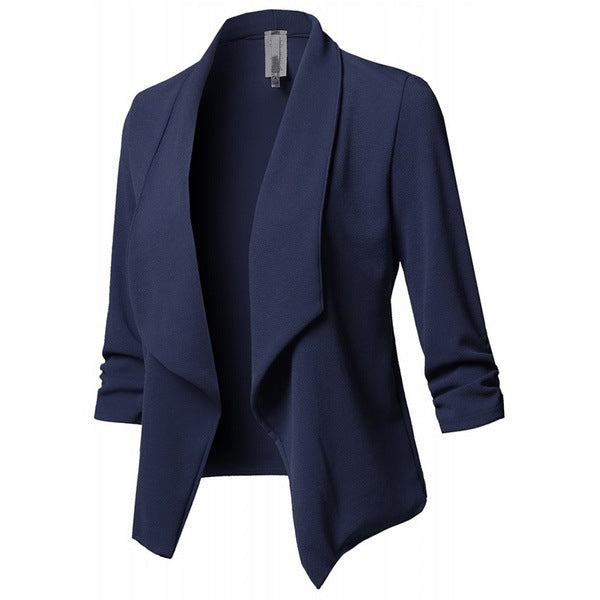 Classic Shawl Collar Short Cardigan Blazer Coat Long Sleeve