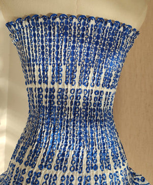 Eyelet Broderie Anglaise Shirred Bandeau Layered Ruffle Short Dress