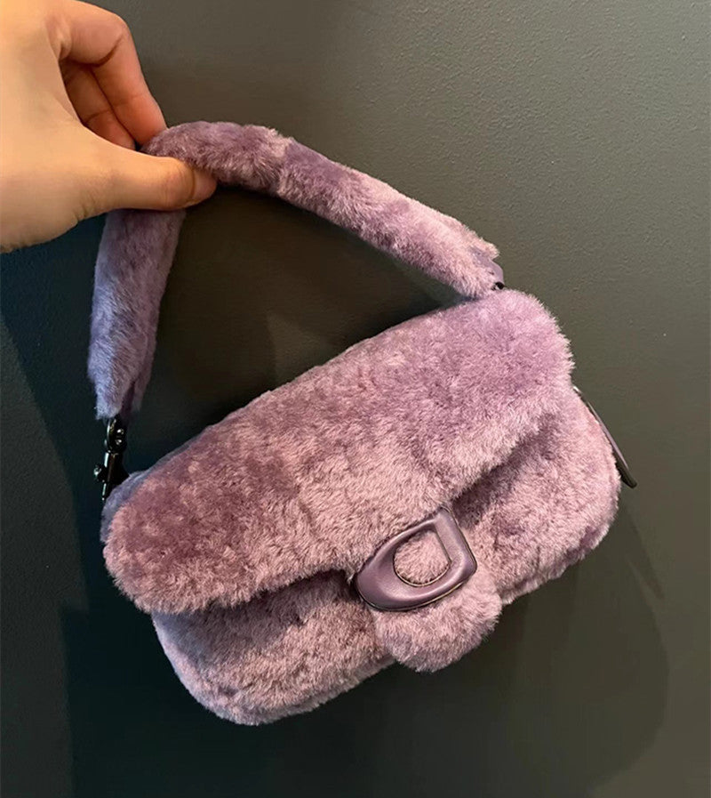 Cute Fuzzy Soft Faux Fur Handbag For Winter