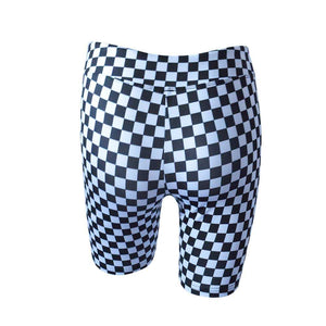 Sporty Color Combos Printed Checkerboard Crop Tee and Biker Shorts Set