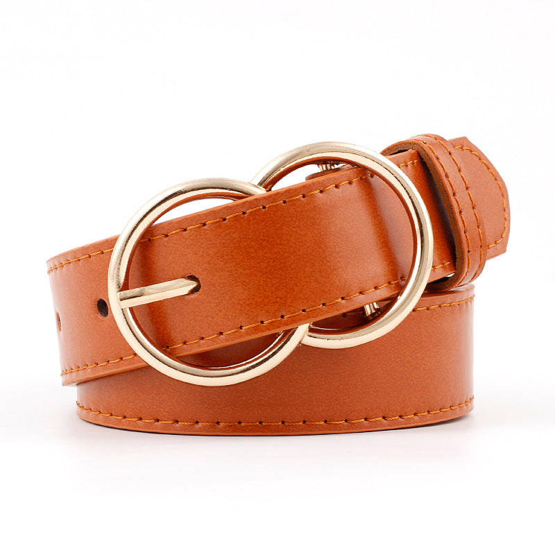 Popular Double Rings Faux Leather Belts